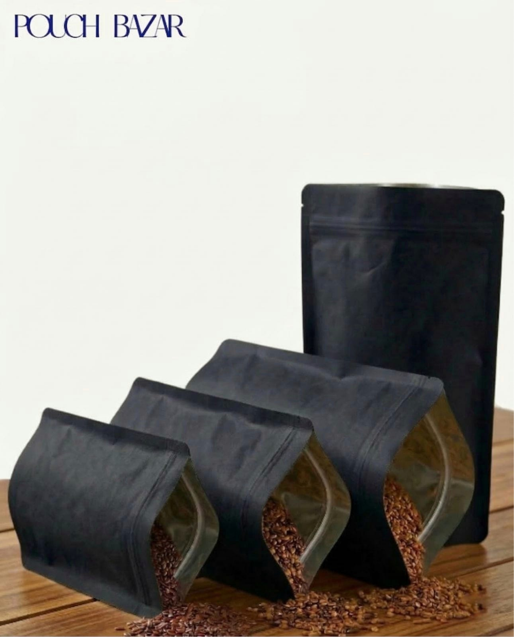 Matte Black Stand Up Pouch With Zipper